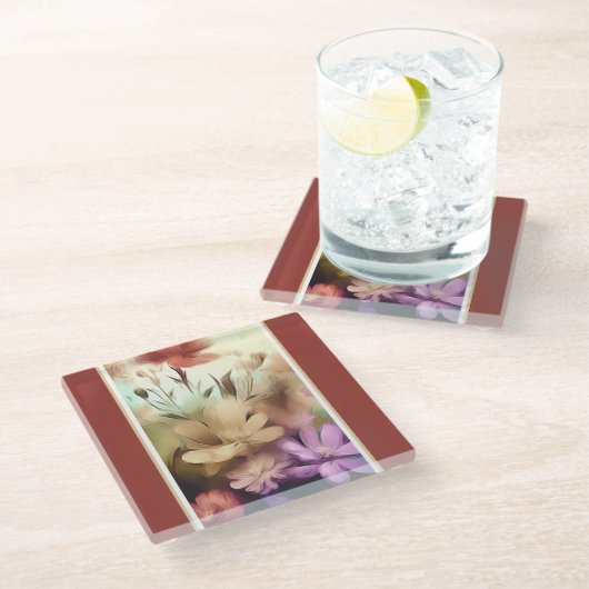 花かわいらしフローラ ガラスコースター (アングル)