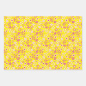 花かわいらしモダンとつる植物トリオ ラッピングペーパーシート (正面3)