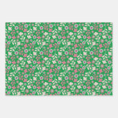 花かわいらしモダンとつる植物トリオ ラッピングペーパーシート (正面2)
