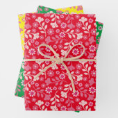 花かわいらしモダンとつる植物トリオ ラッピングペーパーシート (インサイチュ)