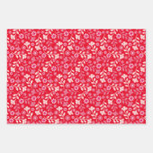 花かわいらしモダンとつる植物トリオ ラッピングペーパーシート (正面)