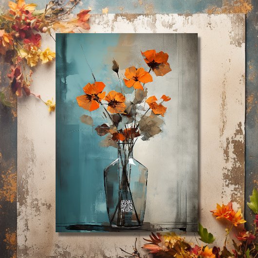 花かわいらしモダンと花瓶ハッピーバースデー カード