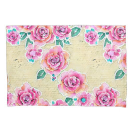 花かわいらしモダン付ヴィンテージ紙背景 枕カバー