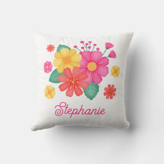 花かわいらしモノグラム名モダン植物学 クッション (裏面)