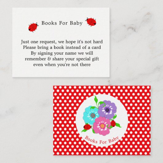 花かわいらしラディバグ可愛いベビー用ウィムシーな本 エンクロージャーカード (正面/裏面)