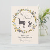 花かわいらしリースと鹿ベビーシャワー招待状 招待状 (スタンド正面)