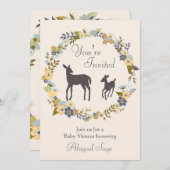 花かわいらしリースと鹿ベビーシャワー招待状 招待状 (正面/裏面)