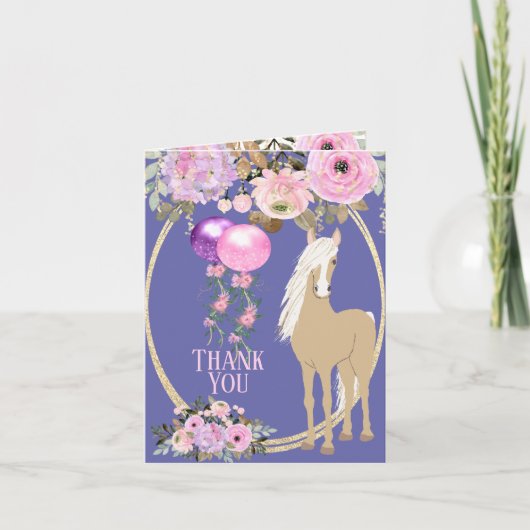 花かわいらし付きウマ サンキューカード (正面)