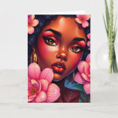 花かわいらし付きカラー誕生日 カード (正面)