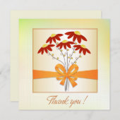 花かわいらし付きリボンありがとうフラットカード (正面/裏面)