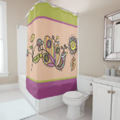 花かわいらし付き孔雀 シャワーカーテン (インサイチュ)