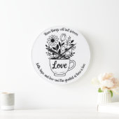 花かわいらし付き紅茶カップデザイン ラージ壁時計 (ホーム)