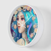 花かわいらし付きEtherealの女の子 壁時計 (傾斜)