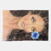 花かわいらし台所用タオル付き女性 キッチンタオル (横)