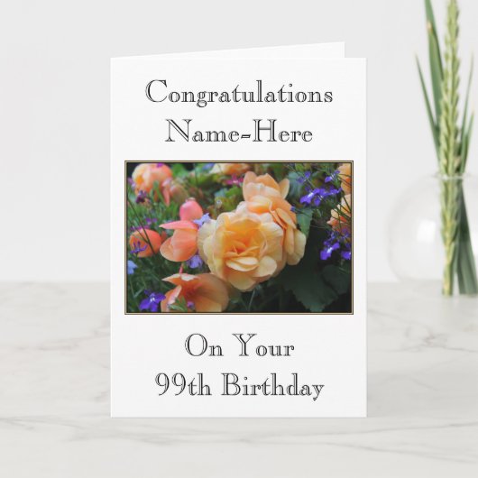 花かわいらし名前をカスタムする99誕生日。 カード (正面)