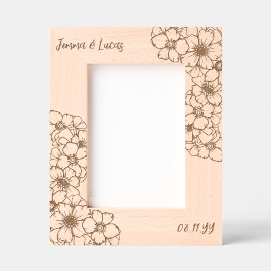 花かわいらし名結婚付 レーザー彫刻フレーム (正面)