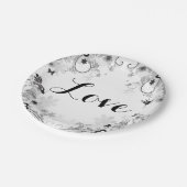 花かわいらし園と鳥～黒い白い愛 ペーパープレート (アングル)