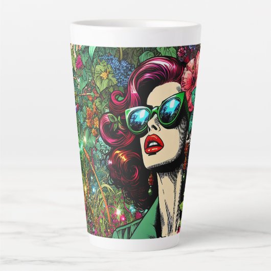 花かわいらし園の女カラフル性 カフェラテマグ (正面)