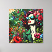 花かわいらし園の女性 キャンバスプリント (正面)