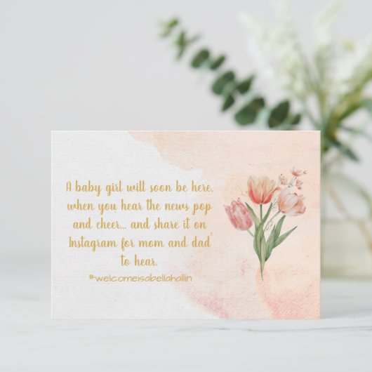 花かわいらし妊娠告知カード 招待状 (スタンド正面)