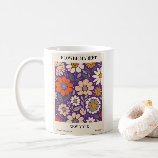 花かわいらし市場デザイン コーヒーマグカップ (ドーナツ)