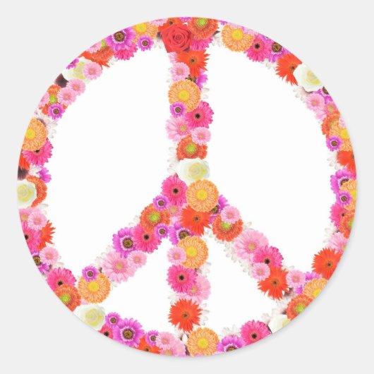 花かわいらし平和サイン ラウンドシール (正面)