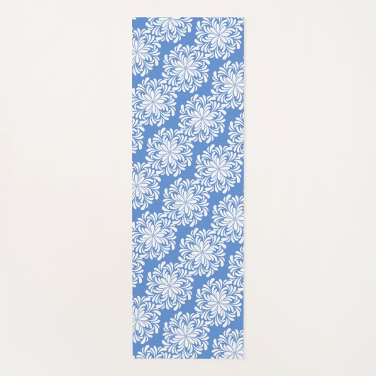 花かわいらし曼荼羅模様（青） ヨガマット (正面)