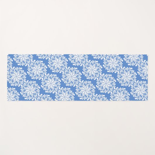 花かわいらし曼荼羅模様（青） ヨガマット (正面(横))