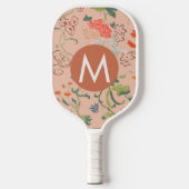 花かわいらし柄テラコッタモノグラム ピックルボールラケット (正面)