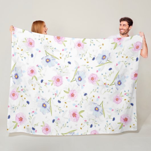 花かわいらし柄 フリースブランケット (インサイチュ)