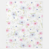 花かわいらし柄 フリースブランケット (正面)