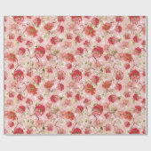 花かわいらし柄 ラッピングペーパー (フラット)