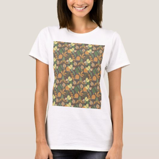 花かわいらし柄 Tシャツ (正面)