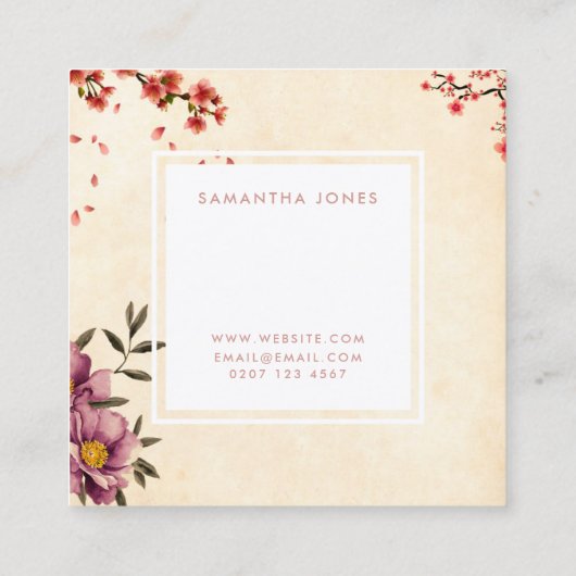 花かわいらし植物造園デザイナー スクエア名刺 (裏面)