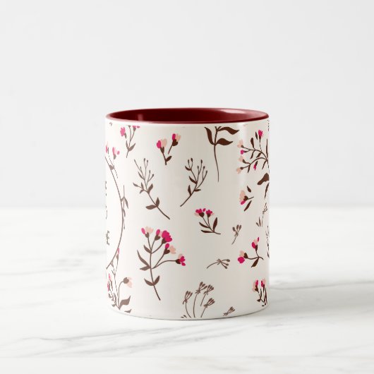 花かわいらし模様マグカップ ツートーンマグカップ (中央)