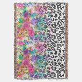 花かわいらし水色ハ絵を描ドヒョウ スローブランケット (正面縦)