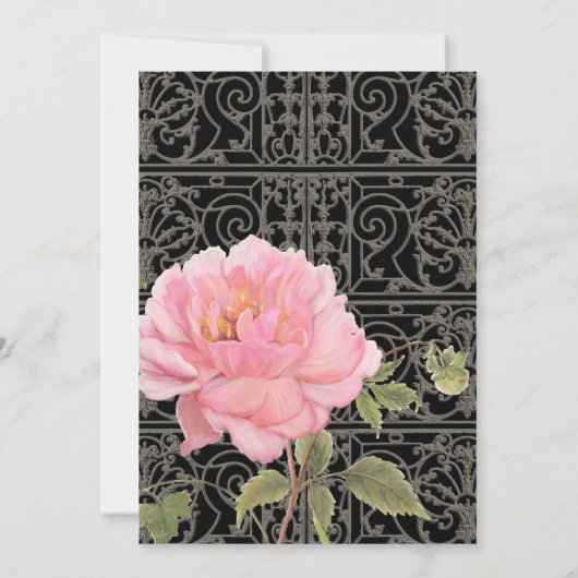 花かわいらし牡丹ボタニカルカップルのシャワー 招待状 (裏面)