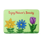 花かわいらし緑浴用マット バスマット (正面)