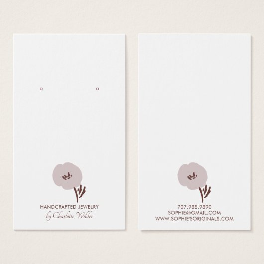 花かわいらし色彩の鮮やかイヤリング表示カード (正面&裏面)