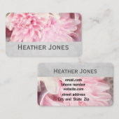 花かわいらし花びらピンクとグレー 名刺 (正面/裏面)