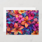 花かわいらし花カラフル柄きれい ポストカード (正面/裏面)