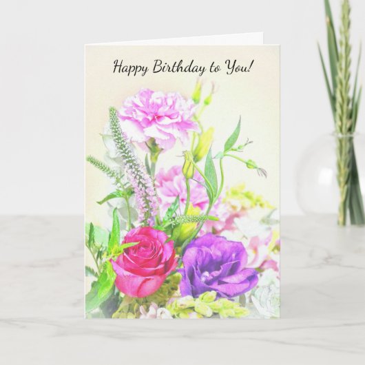 花かわいらし花ヴィンテージスタイル誕生日カード カード (正面)