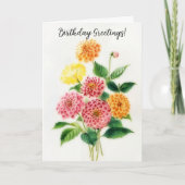 花かわいらし花ヴィンテージブーケ誕生日カード カード (正面)