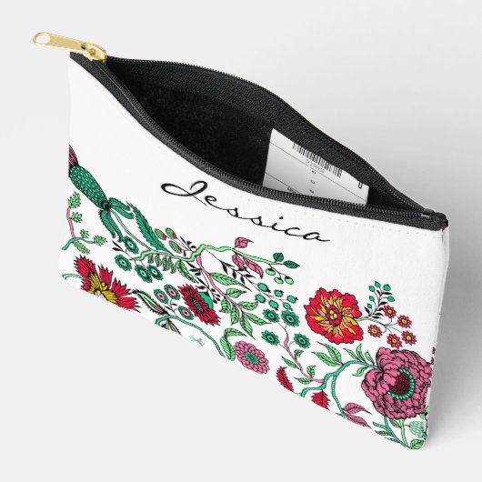 花かわいらし華美園芸術パーソナライズされた アクセサリーポーチ (見開き)