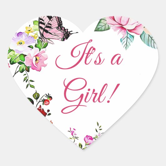 花かわいらし蝶その女の子 ハートシール (正面)