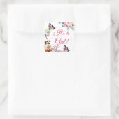 花かわいらし蝶の赤ちゃんシャワーステッカー スクエアシール (バッグ)