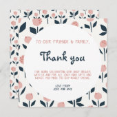 花かわいらし赤ちゃんシャワーサンキューカード 招待状 (正面/裏面)