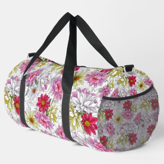 花かわいらし鮮やか柄デュフェルバッグ ダッフルバッグ (右コーナー)