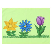 花かわいらし黄青紫色のテーブルクロス テーブルクロス (正面(横))