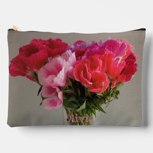花かわいらし2月の写真+名前をカスタムする アクセサリーポーチ (正面)